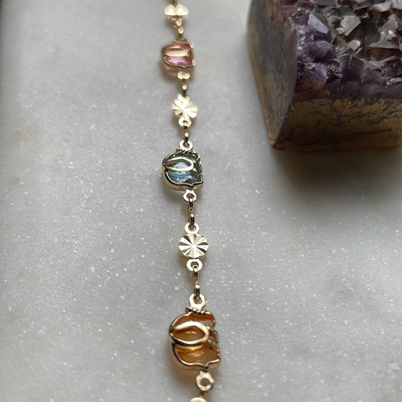 Barzel Jewelry 18k Gold Plated Multicolor Crystal Anklet -New! - Picture 8 of 9